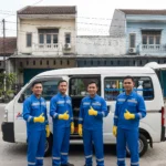 Tim teknisi ACnusacare berfoto bersama setelah menyelesaikan pekerjaan